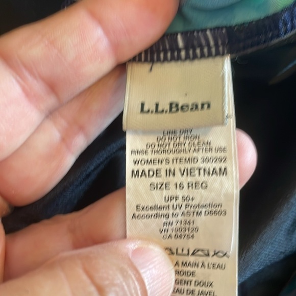 Women’s LL Bean Sz 16 tankini blue green floral adjustable straps built in cups - Picture 2 of 9